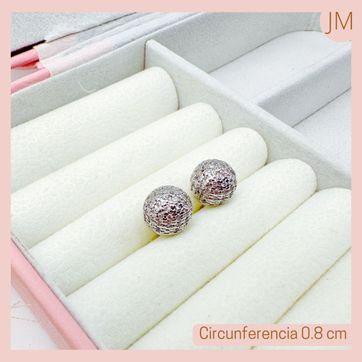 Aretes Topitos Balin Martillado Plateado - imagen 1