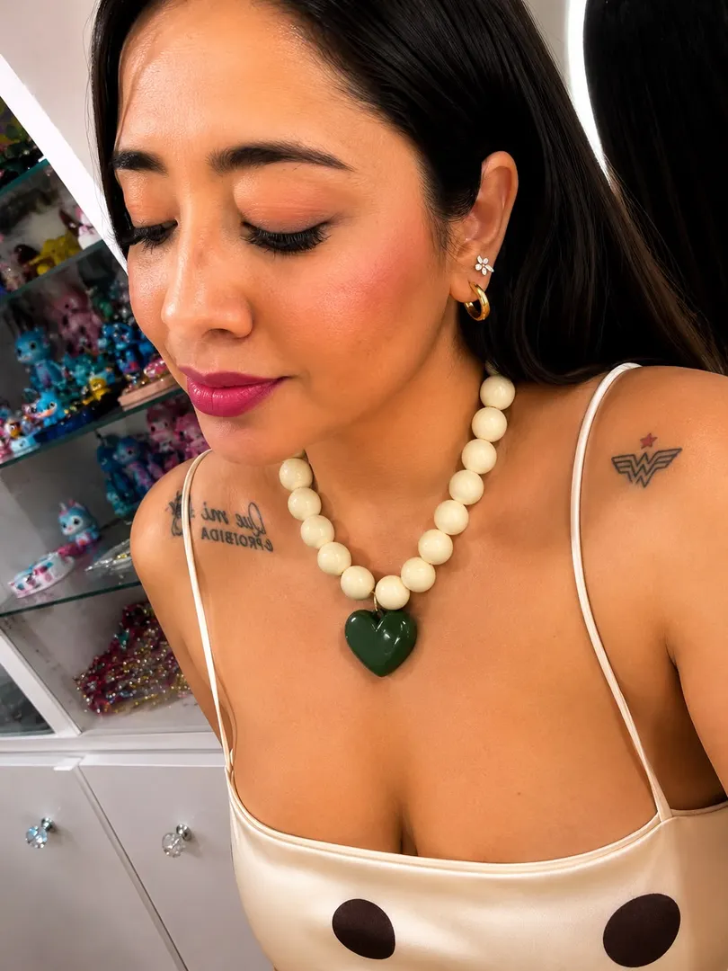 Collar Chicle # 16 Beige / verde