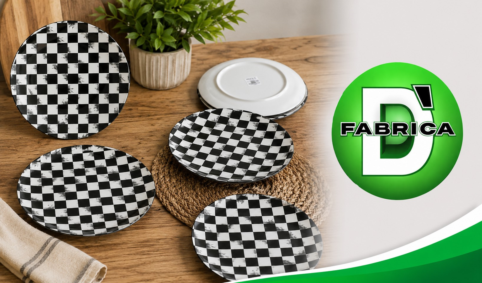 PLATO PANDO #9 DISEÑO "AJEDREZ"-HAPPY