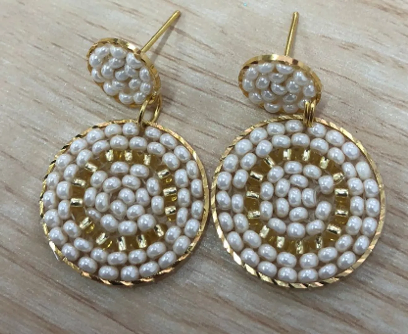 Arete Duo Mini Tejido Mostacilla 