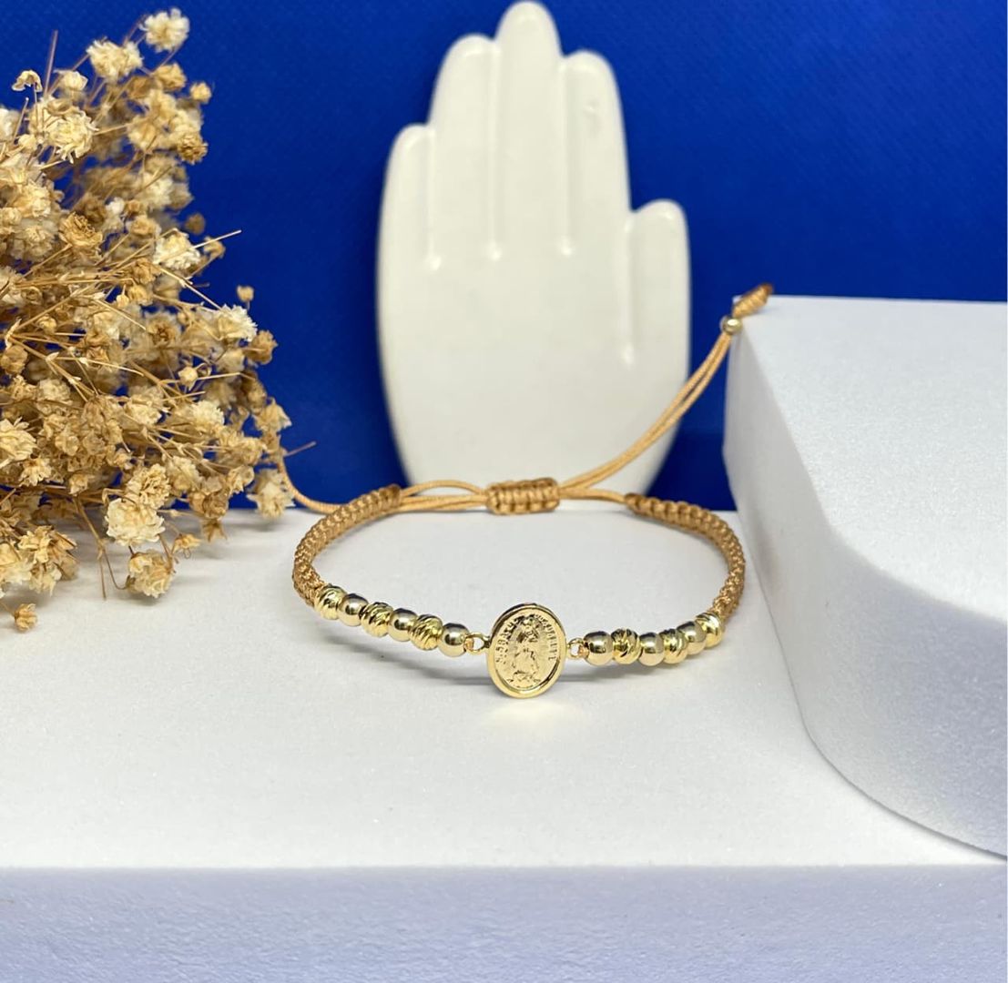 Pulsera virgen guadalupe ovalada balin 4mm liso e italy