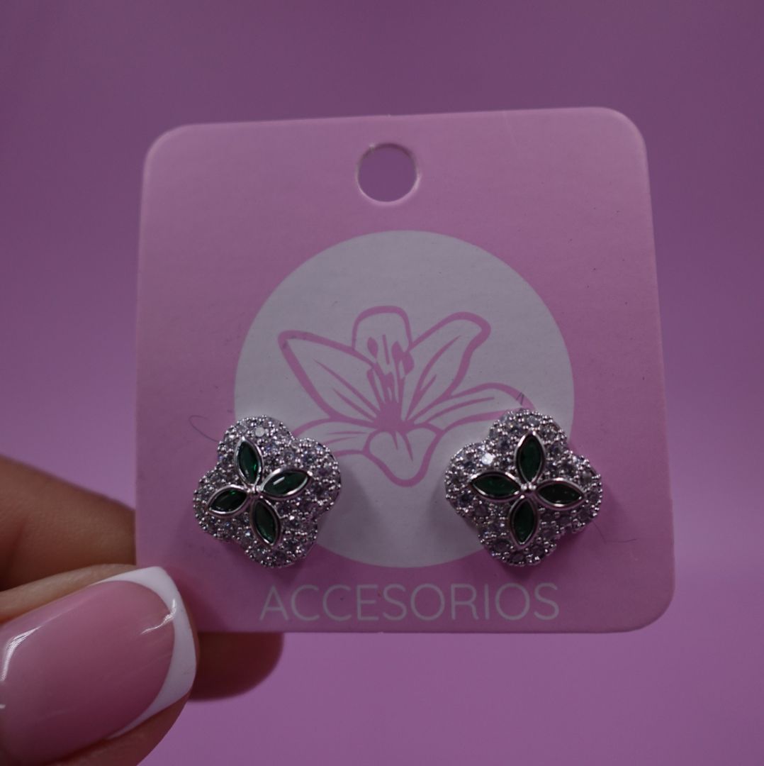 ARETA CUATRO LADOS PLATEADA PEPITA VERDE