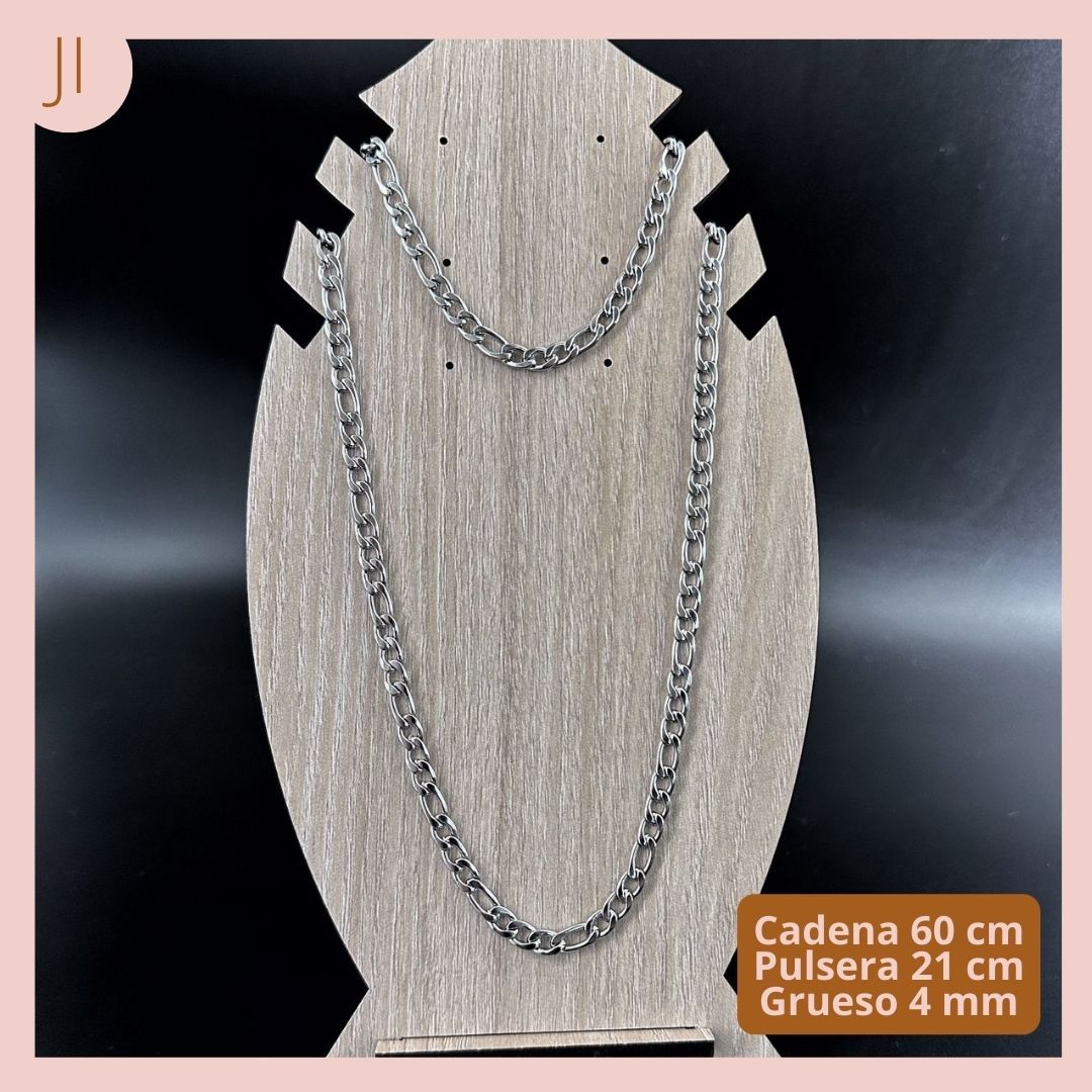 SET COLLAR PULSERA PLATEADO ACERO