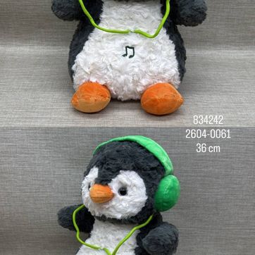 Imagen del producto PINGUINO CON AUDIFONOS VERDE DE 36 CM 