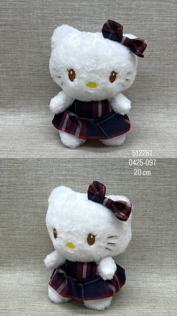 COLECCIÓN SANRIO CON VESTIDO A CUADROS (HELLO KITTY) 20 CM
