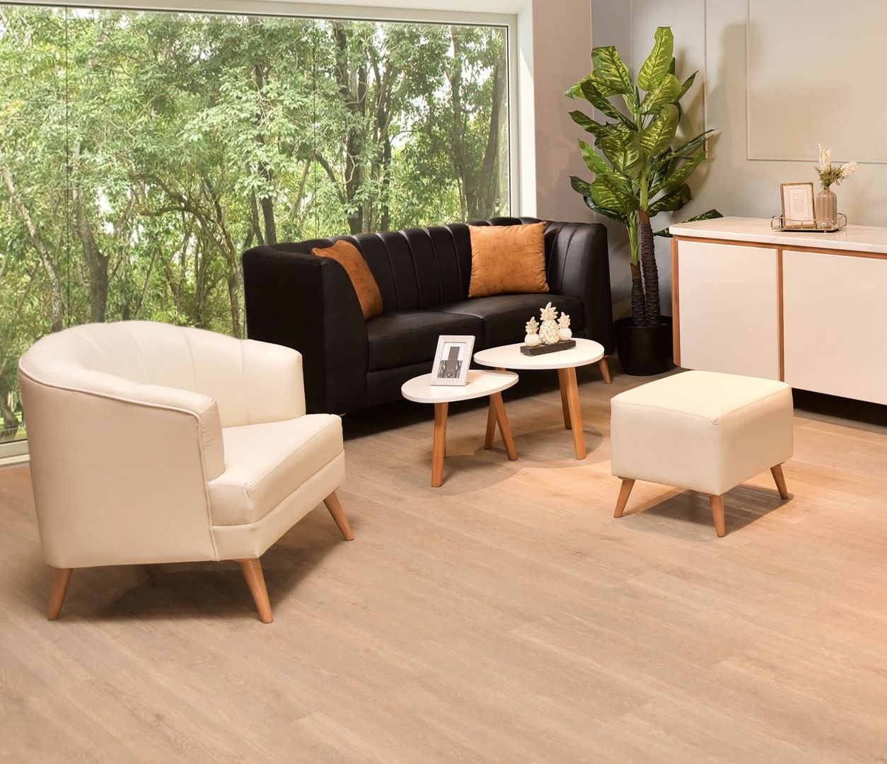 SALA PLATINO TAPIZ NEGRO Y MARFIL	