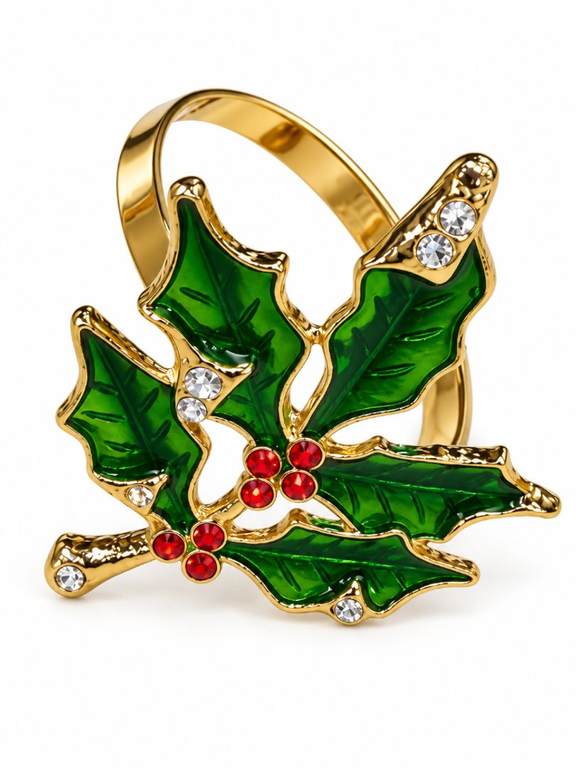 ANILLO SERVILLETERO TIPO HOJA CON PIEDRERIA