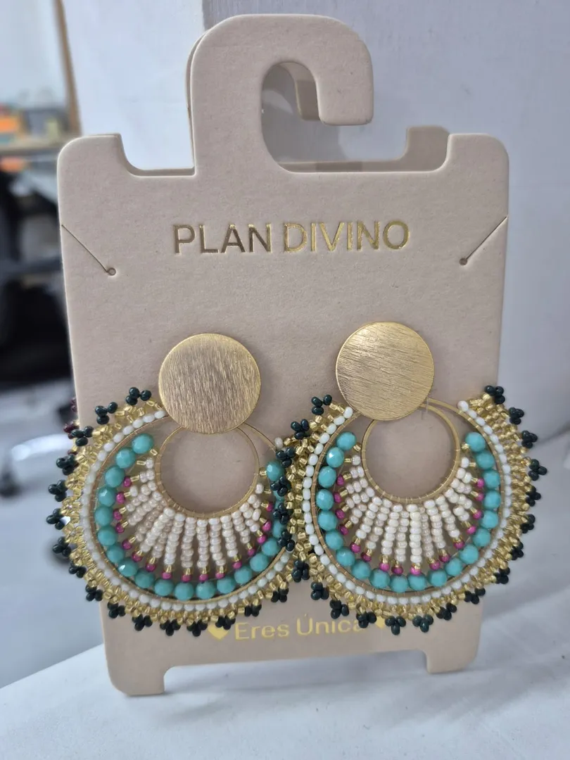 Arete Aro Abanico Mostacilla Murano