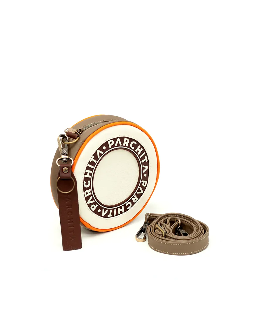 BANDOLERA DISCO BEIGE X MARRÓN