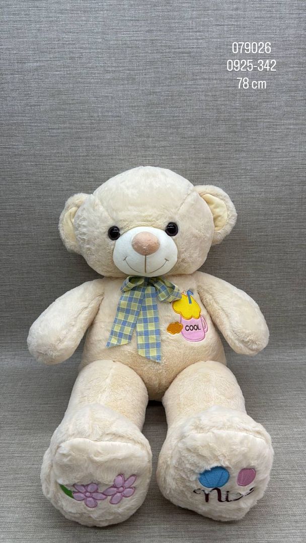 OSO PATAS LARGAS CON MOÑO Y BORDADO 78 CM