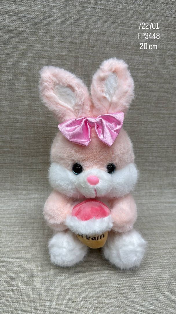 CONEJITA ROSA CON LAZO ROSA 20 CM
