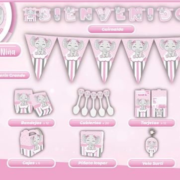 Imagen del producto DECORACIÓN ELEFANTE BABY SHOWER ROSA