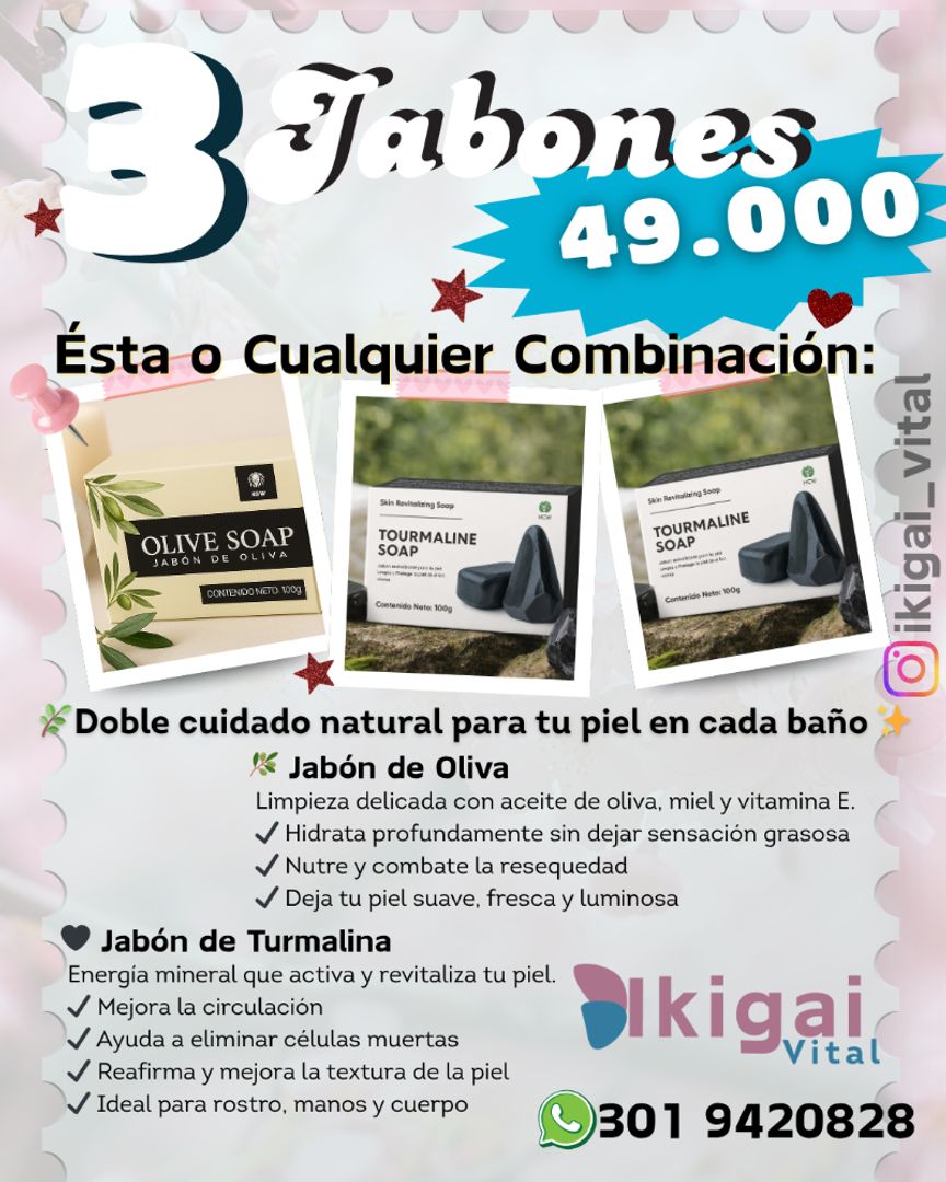 Kit Jabones: Turmalina y Oliva