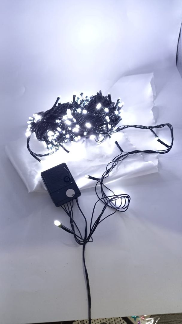 Luz blanca cable verde X 50 bombillos 