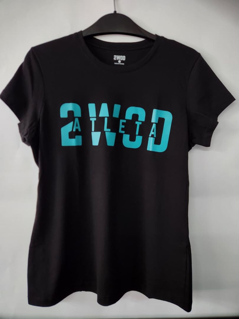 T-SHIRT ATLETA DAMA NEGRO/TURQUEZA