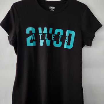 Imagen del producto T-SHIRT ATLETA DAMA NEGRO/TURQUEZA
