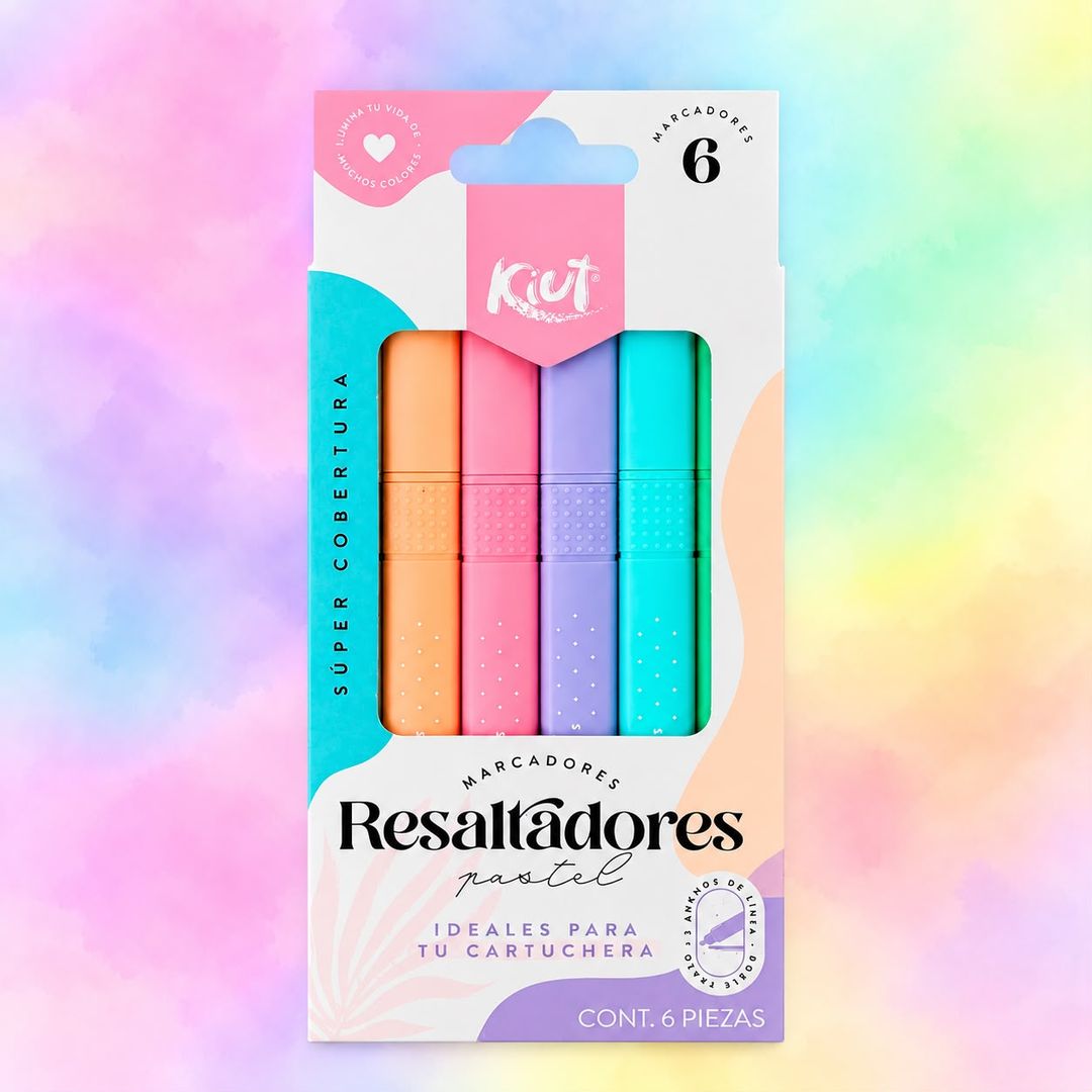 Resaltador pastel delgado kiut x 6 unidades