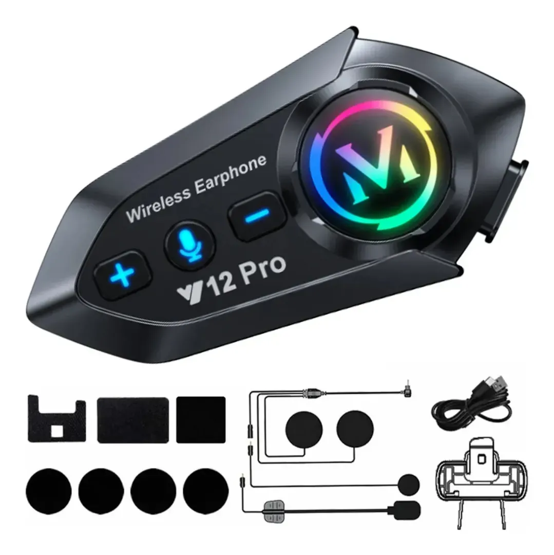 INTERCOMUNICADOR BLUETOOTH V12 PRO PARA CASCO