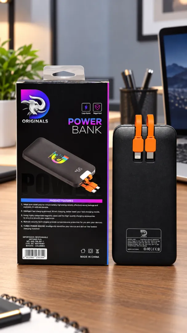 POWER BANK ORIGINALS CARGA RAPIDA 20000 MAH PANTALLA LED