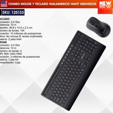 Imagen del producto COMBO MOUSE Y TECLADO INALÁMBRICO HAVIT 