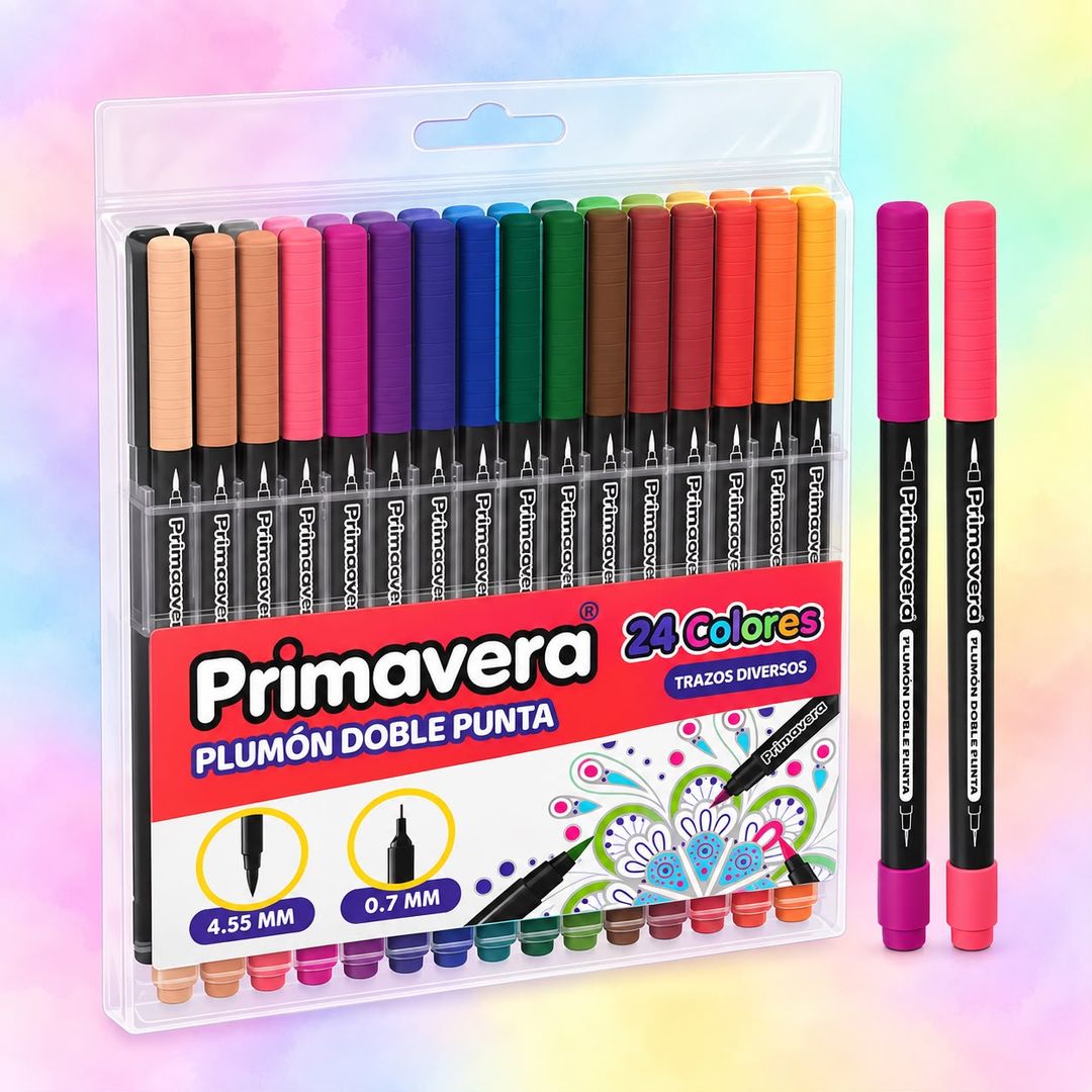 Plumones Primavera Doble Punta x 24