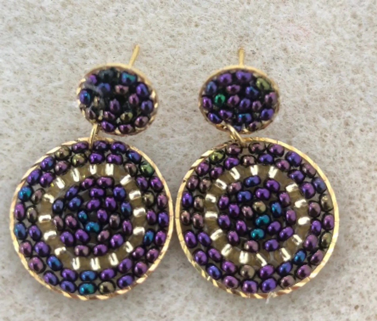 Arete Duo Mini Tejido Mostacilla 
