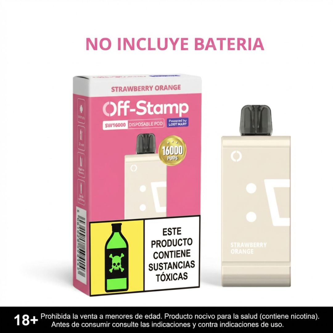 Pod Off Stamp Strawberry Orange + 16.000 Puffs Recarga