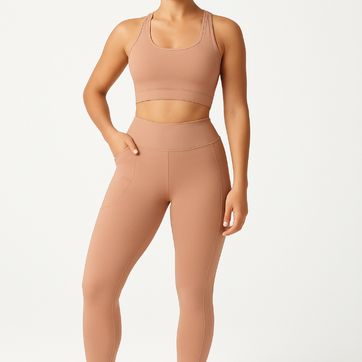 Leggings Running con bolsillos laterales y sin costura delantera tiro alto Lycra - imagen 1