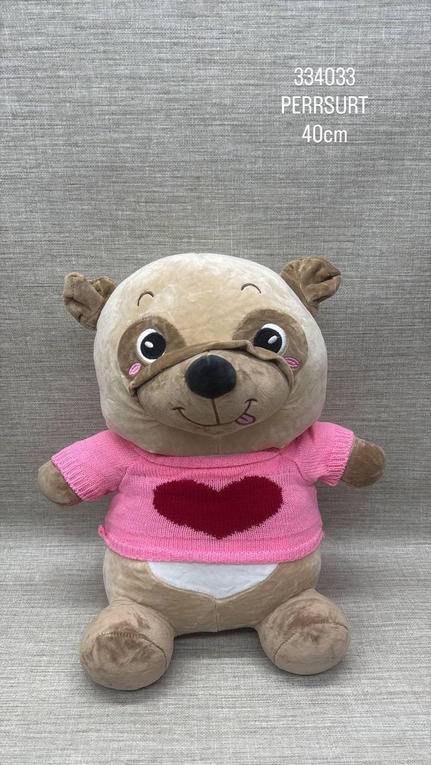 PERRITO PUG CON CAMISA SURTIDA 40 CM