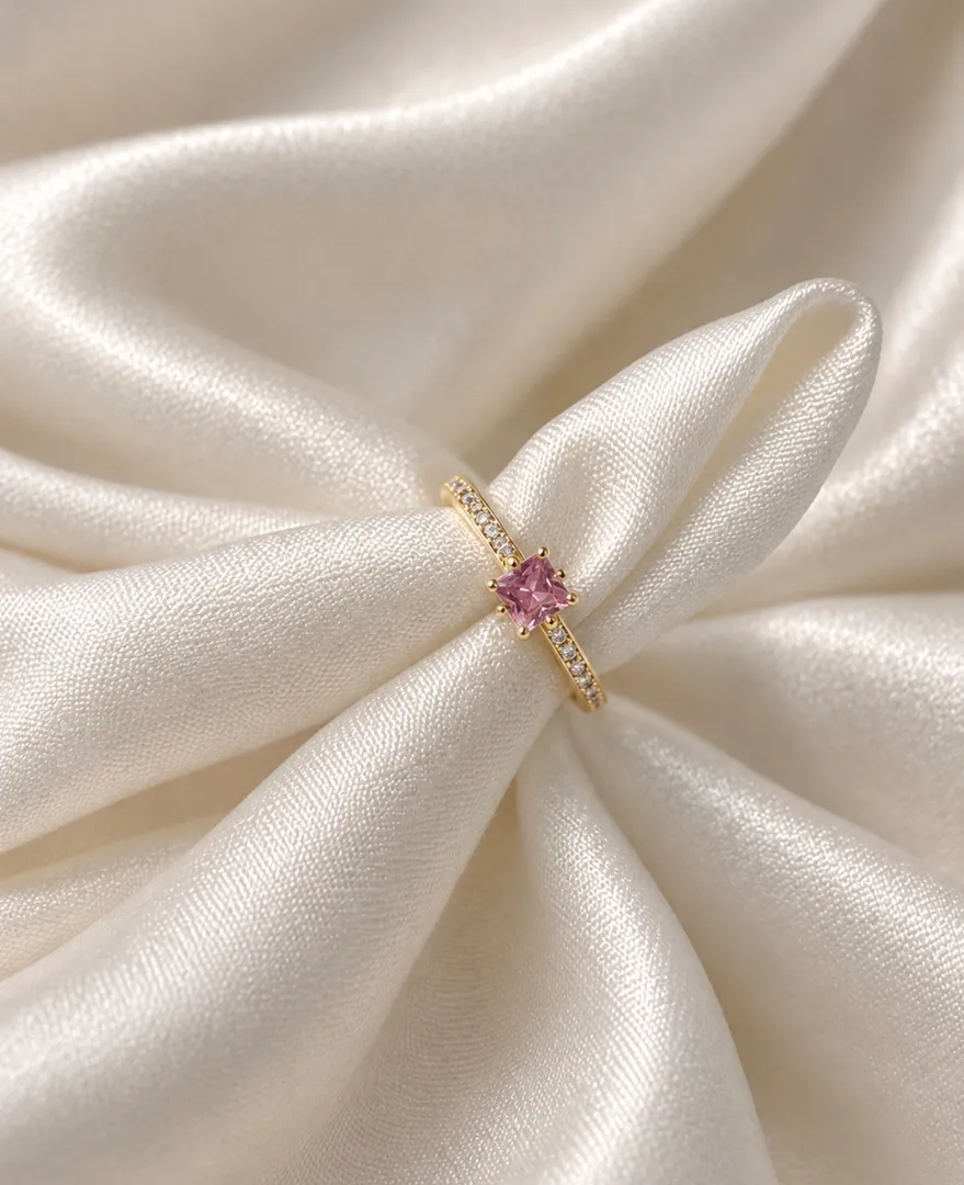 Anillo piedra rosa