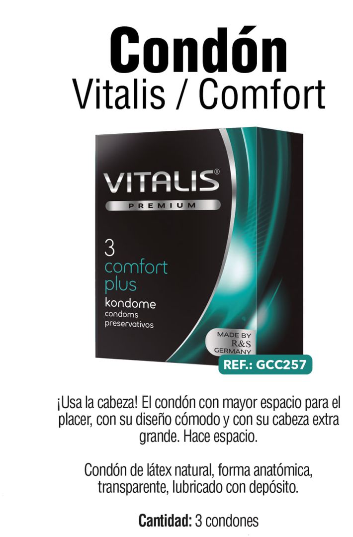 Condón Vitalis Comfort Plus Cabeza Extra Grande