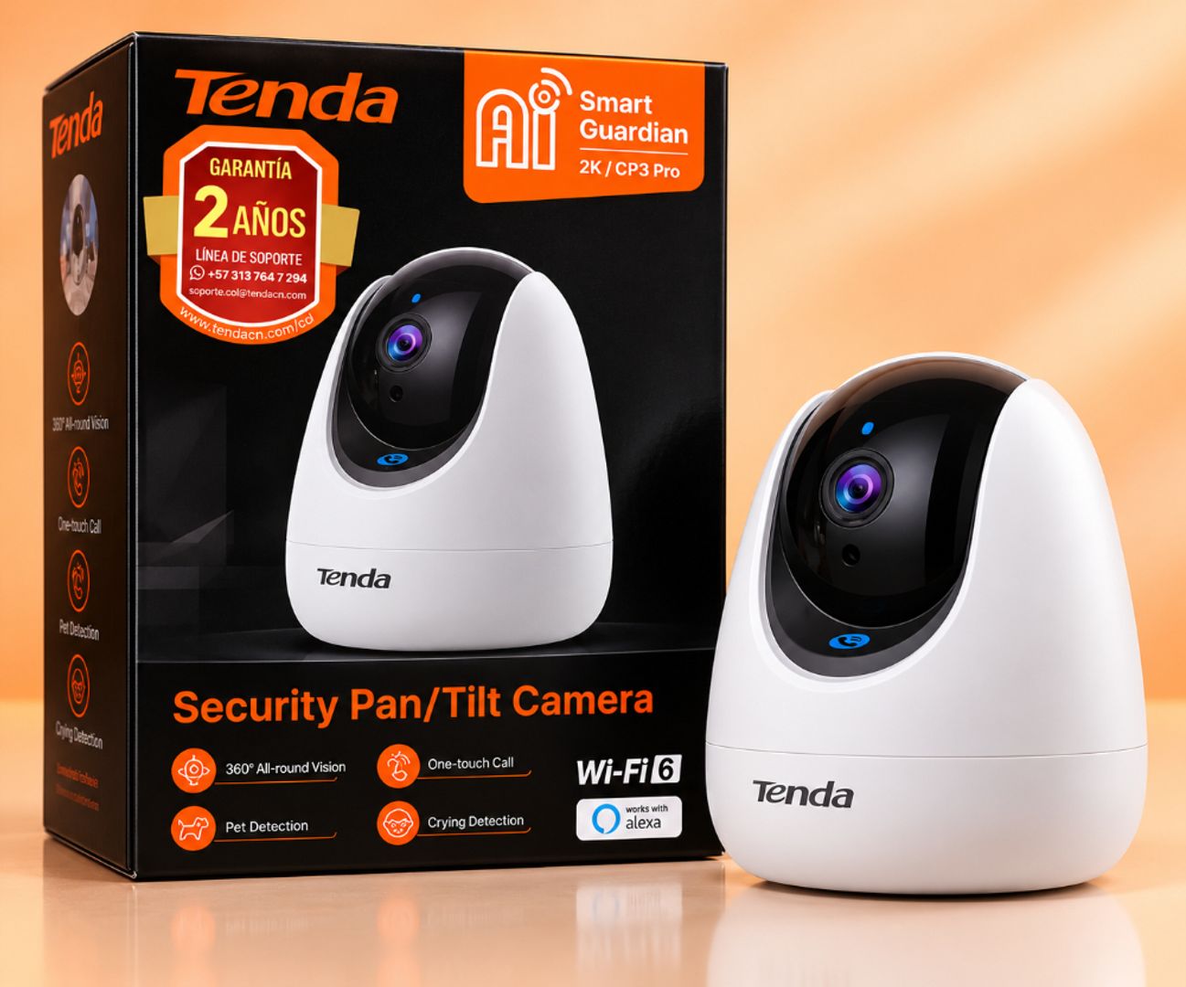 Cámara de Seguridad Tenda CP3 Pro 2K Wi-Fi 6