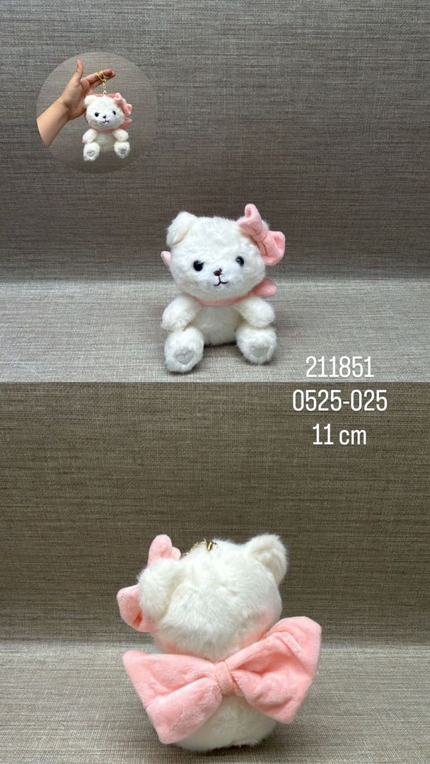 LLAVERO OSITO BLANCO CON LAZO 11 CM