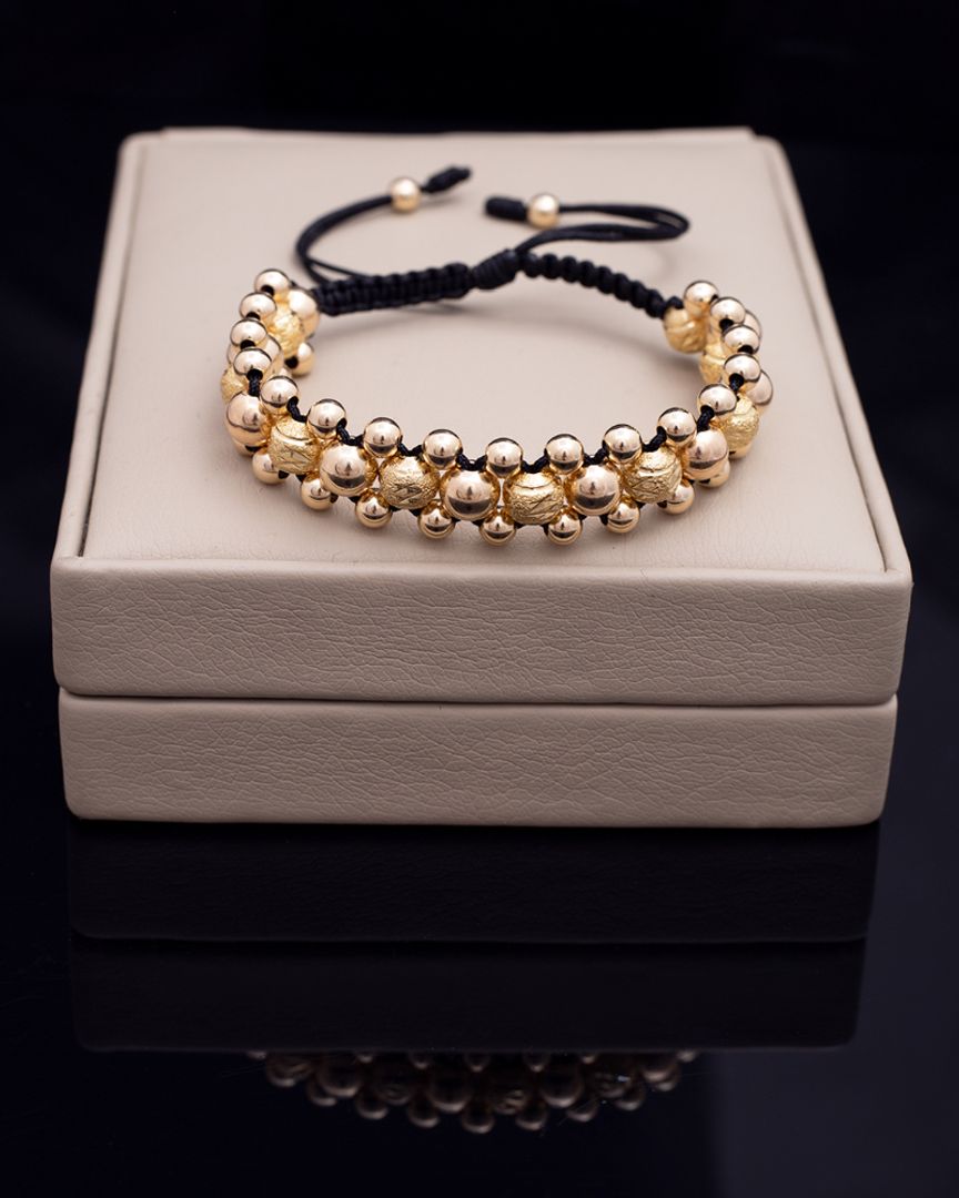 Manilla triple balín 6mm diamantado y 4mm liso 