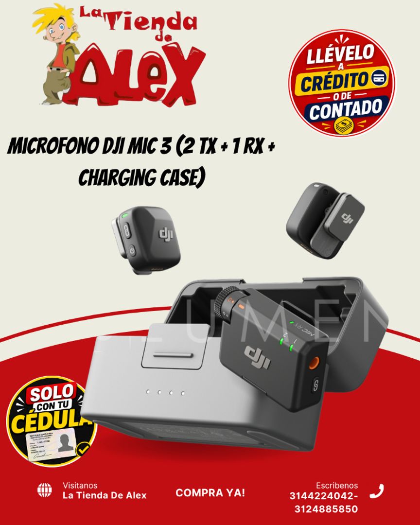 Microfono DJI Mic 3 (2 TX + 1 RX + Charging Case)