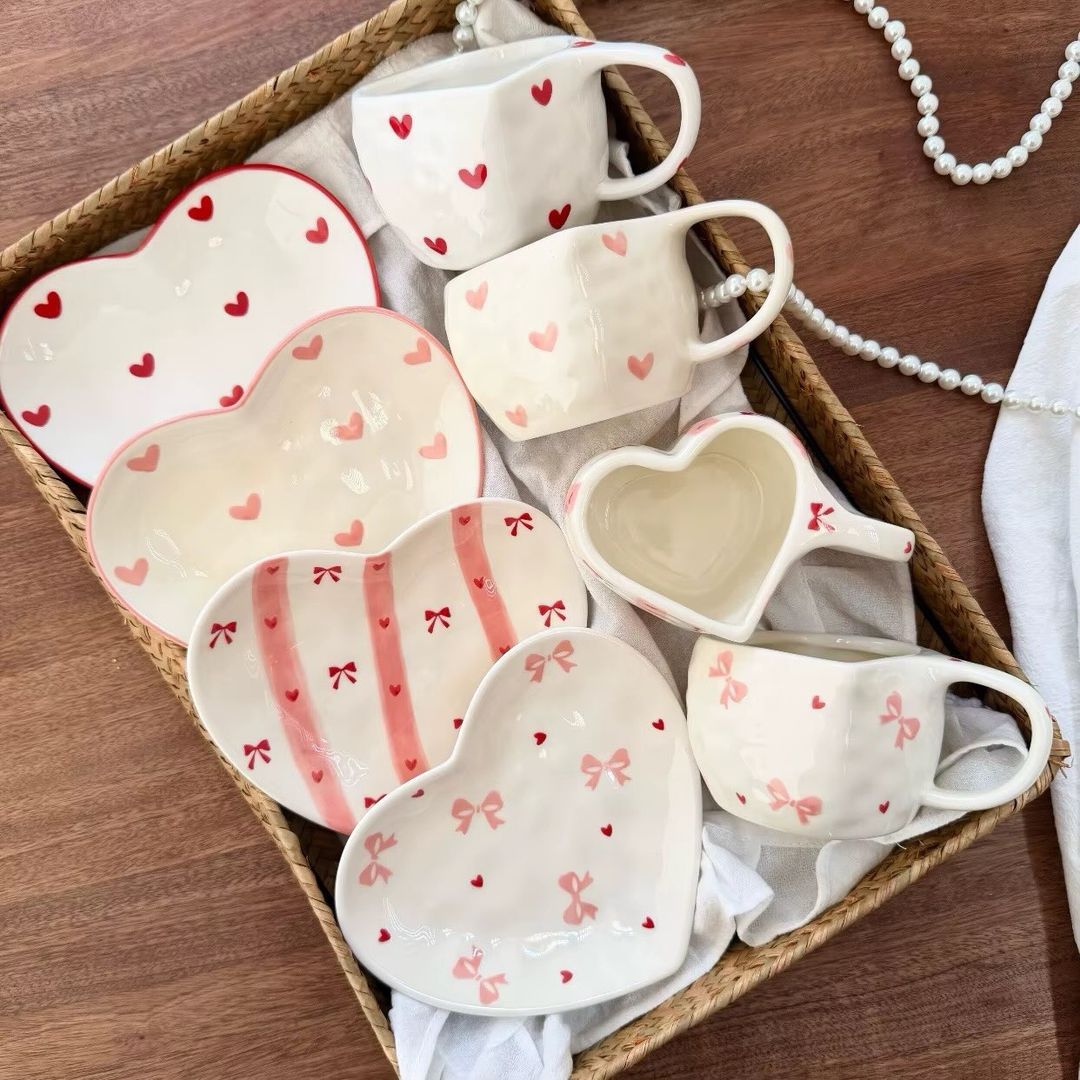 Set Mug plato corazón 