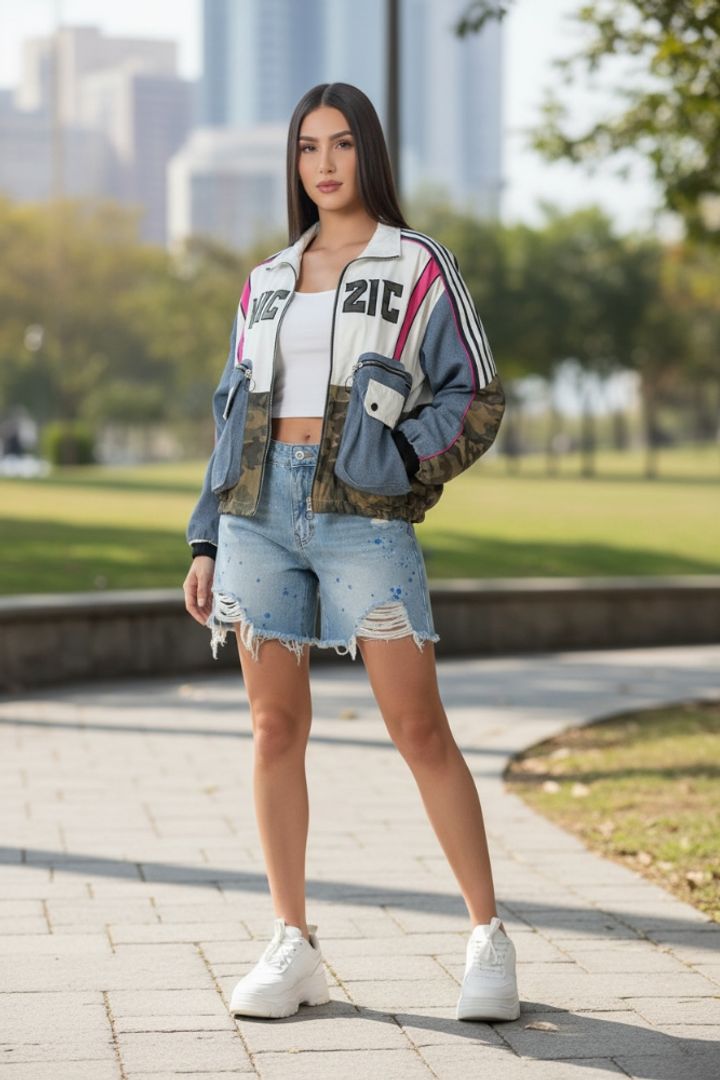 CHAQUETA DENIM MILITAR 