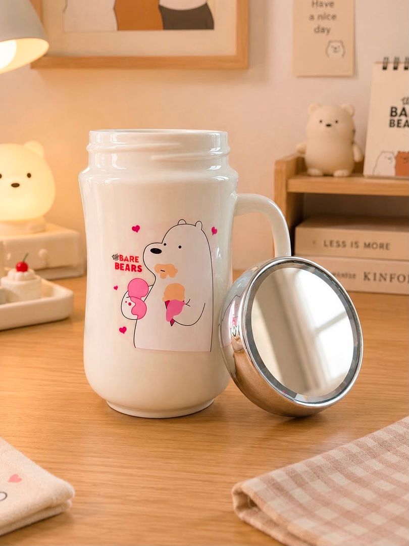 HERMOSO MUG CERÁMICA OSOS ESCANDALOSOS CON TAPA ESPEJO
