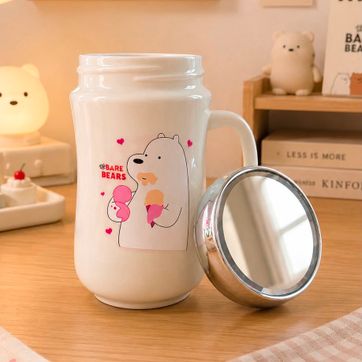 Imagen del producto HERMOSO MUG CERÁMICA OSOS ESCANDALOSOS CON TAPA ESPEJO