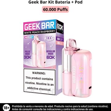 Imagen del producto Geek Bar Kit White Peach Raspberry 60.000 Puffs Bateria Y Pod