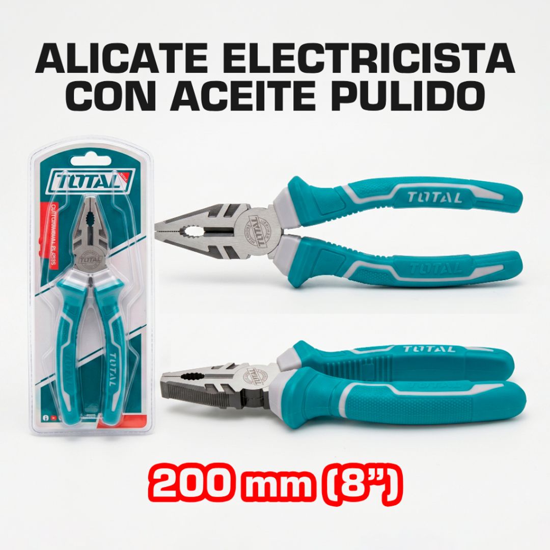 ALICATE ELECTRICISTA DE 8" /200MM CON ACEITE PULIDO