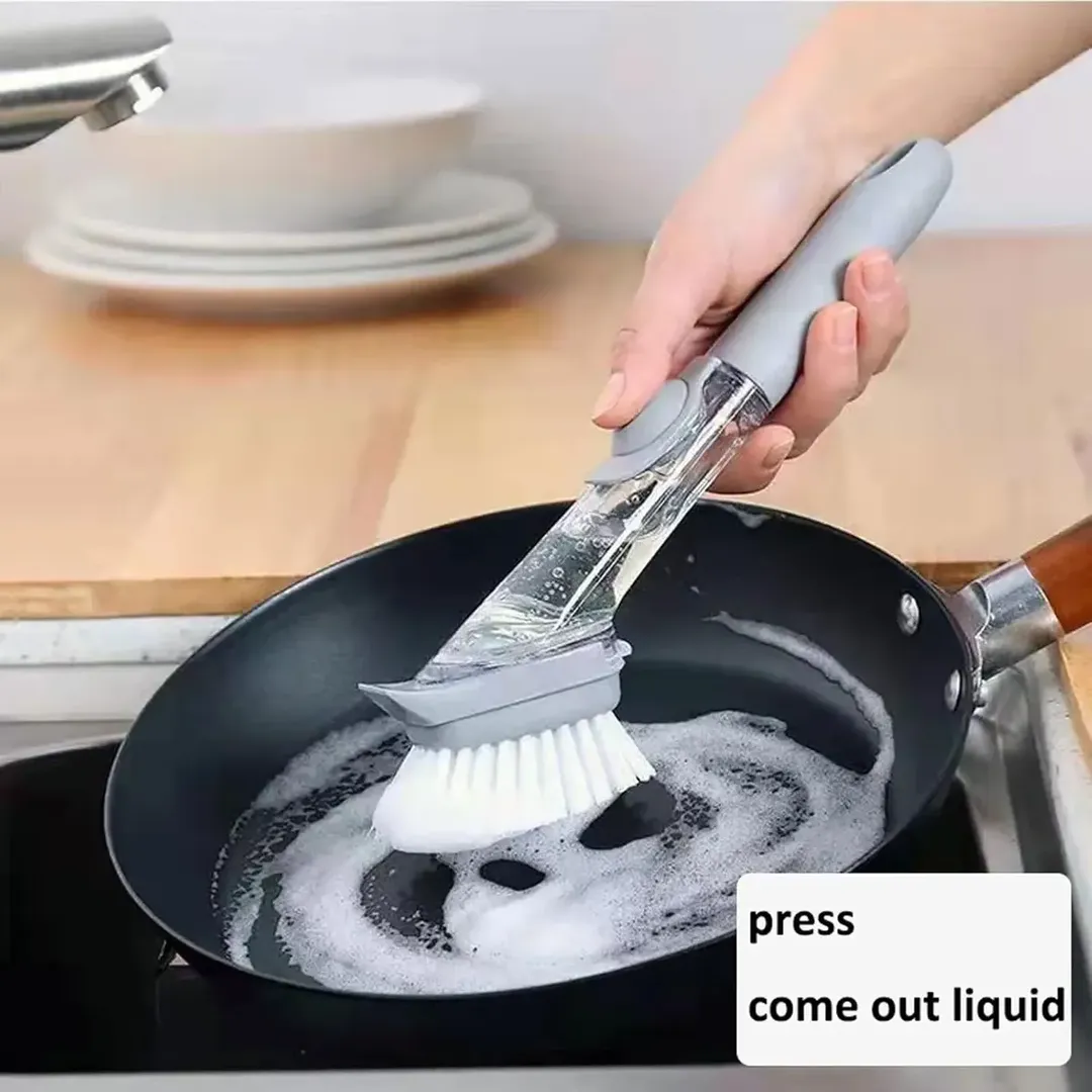 CEPILLO DE LIMPIEZA CON DISPENSADOR DE JABON LIQUIDO MULTIFUNCIONAL