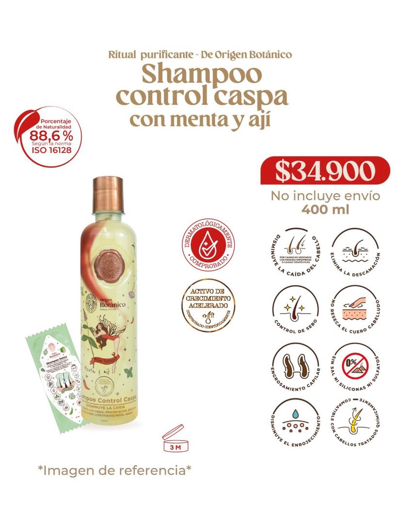 Shampoo control caspa con menta y ají 