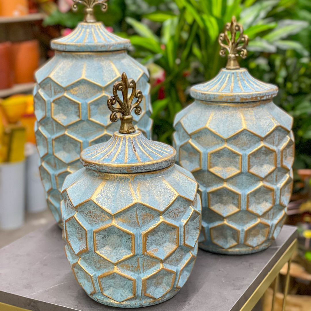 Anfora hexagonos verde menta