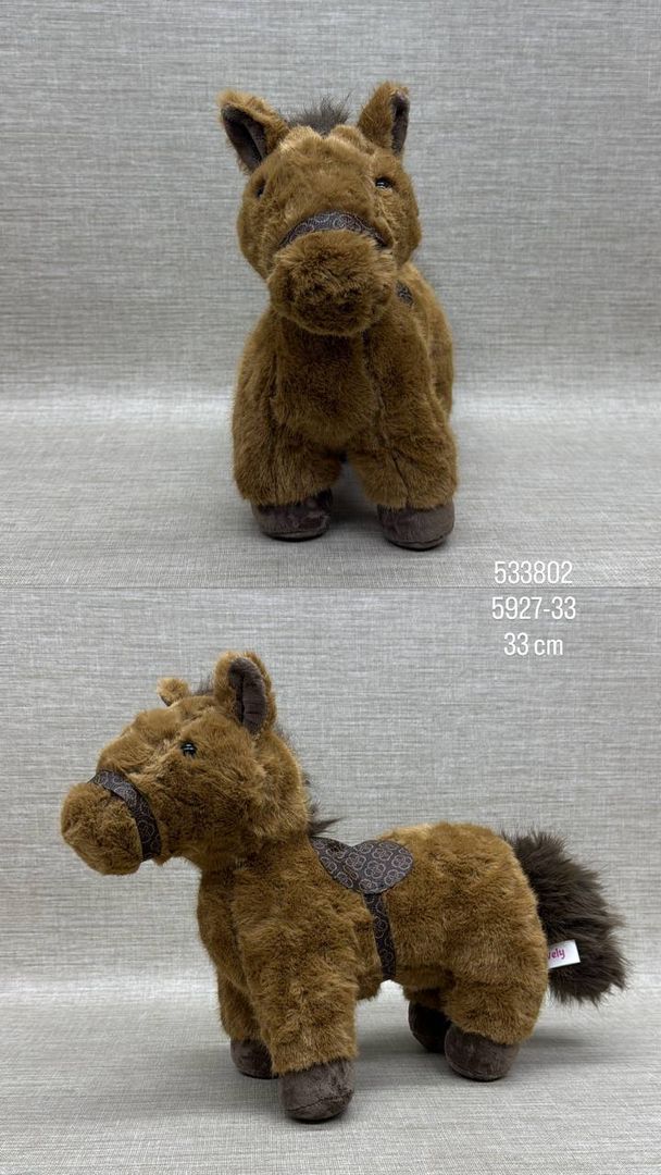 CABALLO PELUDITO MARRON OSCURO 33CM