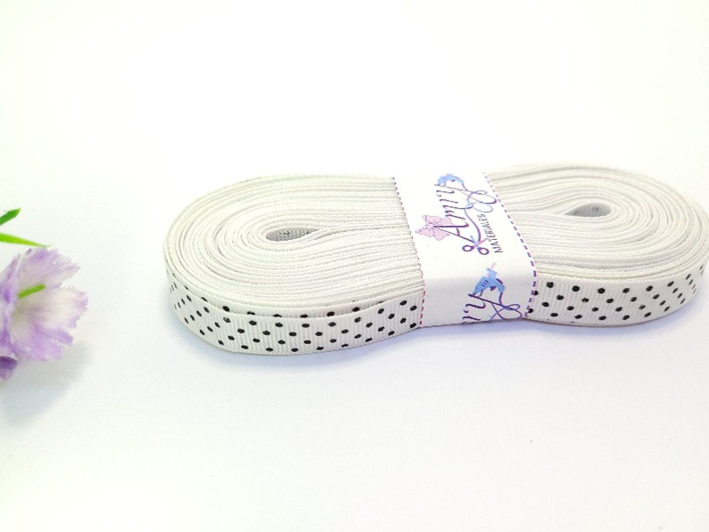 Estam. 1.2cm Faya Estampada Blanco puntos negros