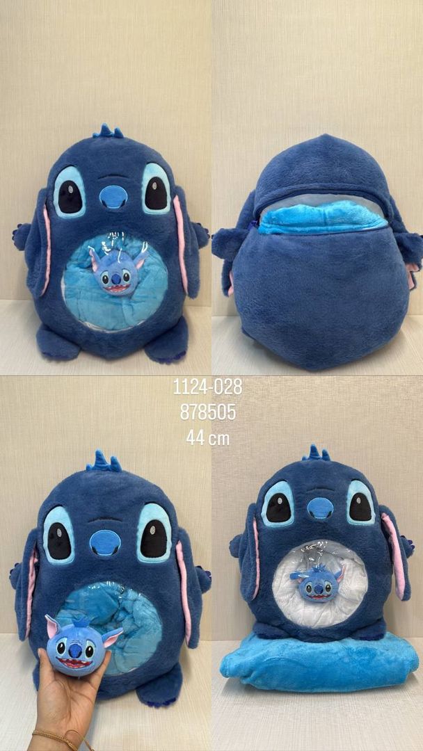 COJÍN DE STITCH CON COBIJA 44 CM