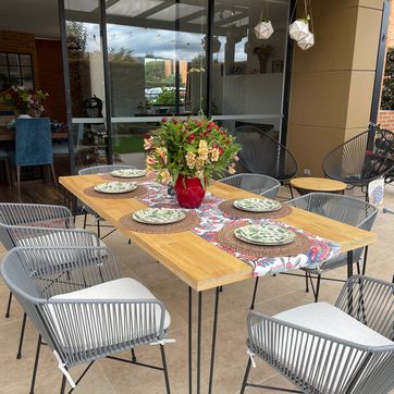 Imagen del producto MESA DE COMEDOR PINO Y HIERRO