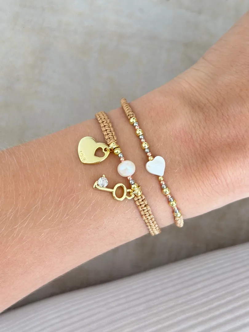 Pulsera doble hilo corazón 