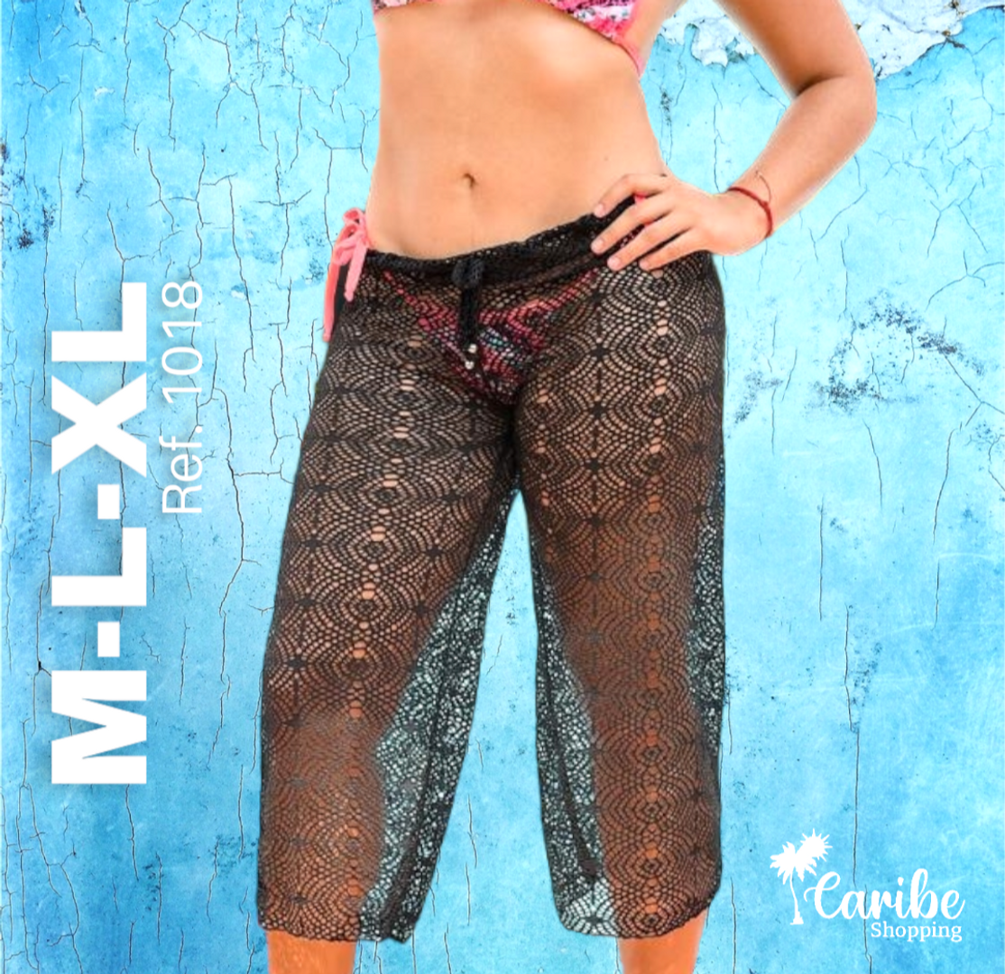 M-L-XL Salida  capri malla suave elástica blanco -negro